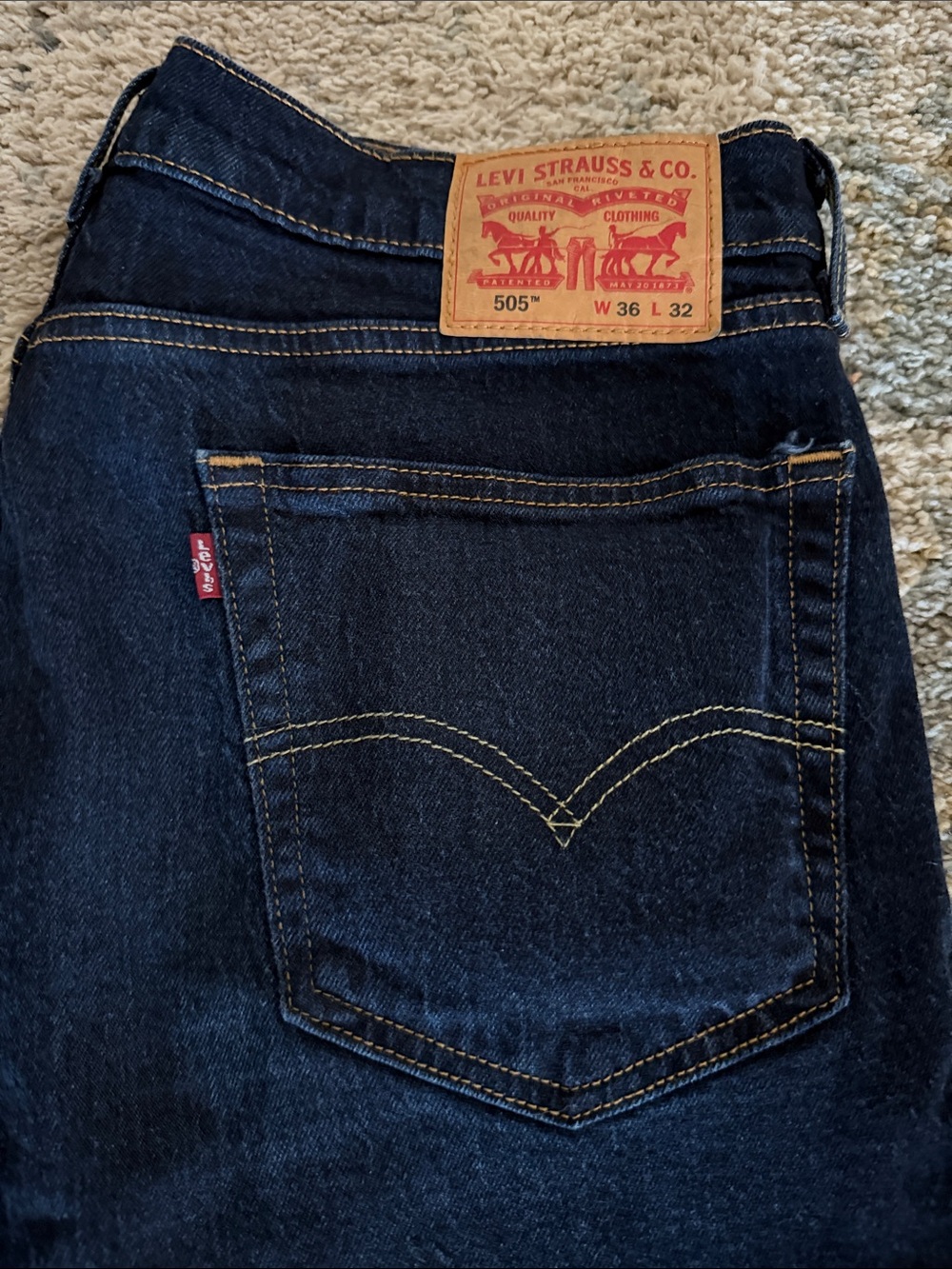 505 Levi's Men’s Dark Indigo Straight Leg Jeans SZ 36 W 32 L - Picture 11 of 11